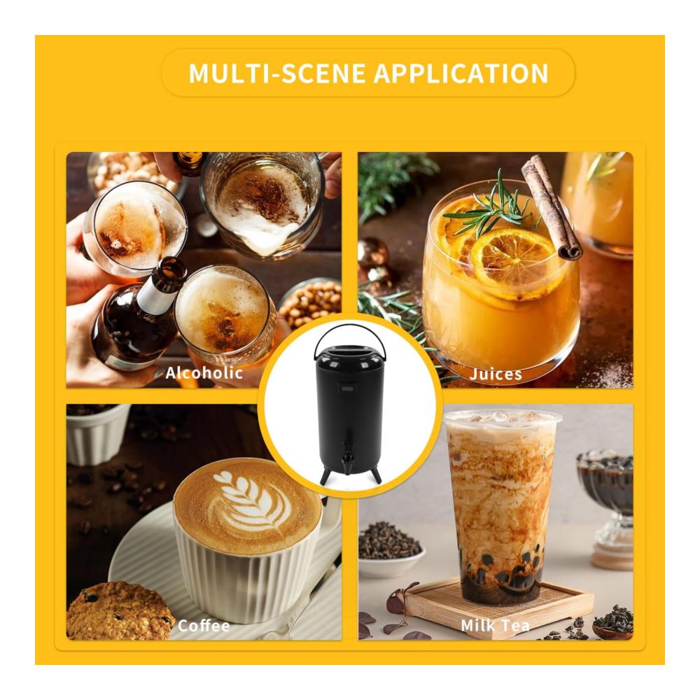 Entdecken Sie den Ultimativen Genuss Isolierte Thermoskanne mit Thermometer für Heiß- und Kaltgetränke - 12L Eisgetränkespender ideal für Kaffee Tee Wasser und Saft. Perfekter K