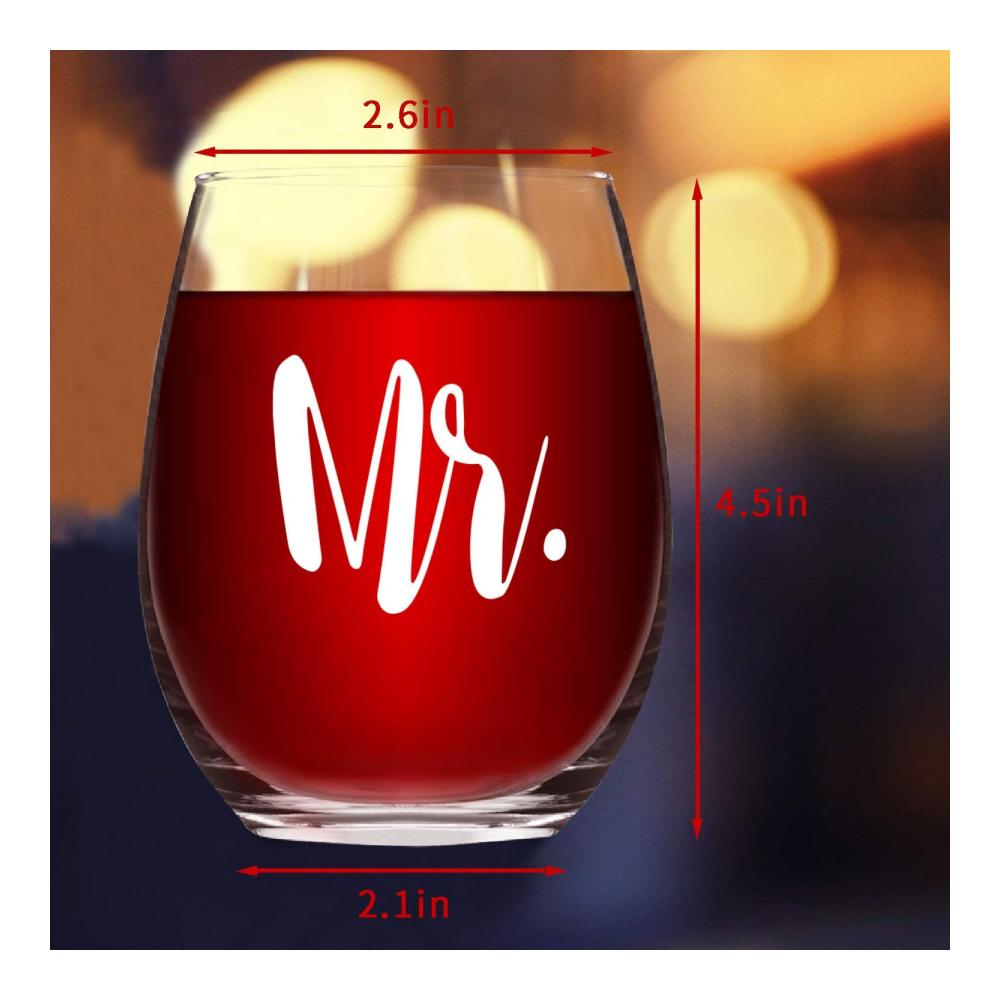 Lighsele Hochzeitsgeschenke für Brautpaar Elegante Rotweingläser mit Gravur Mr und Mrs Set – Romantisches Verlobungsgeschenk für Paare und Freunde – Exklusive Geschenkidee zum Hochzeitstag für Eltern – 450ml Kapazität