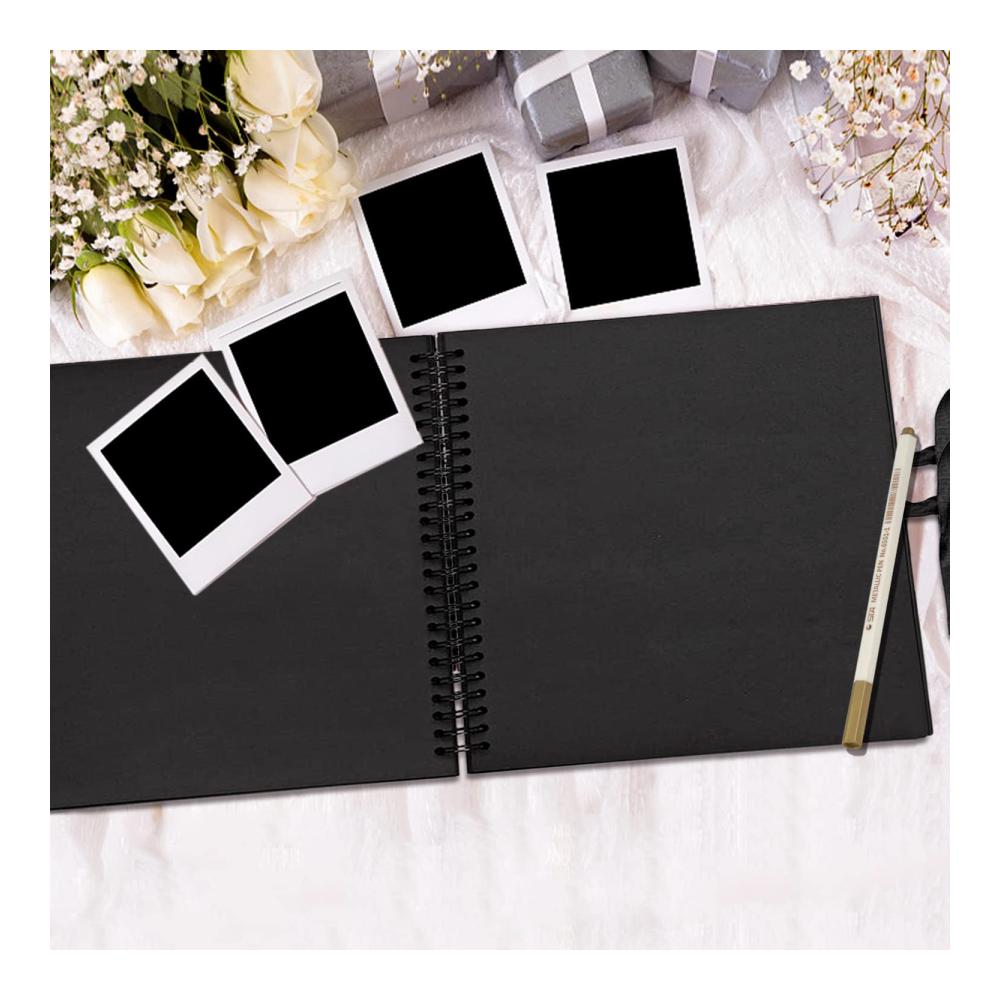Personalisiertes Fotoalbum zum Selbstgestalten | Großes DIY Scrapbook 31x31cm | Spiralbindung | 60 Seiten | Perfektes Geschenk für Babys Hochzeiten & mehr | Schwarz