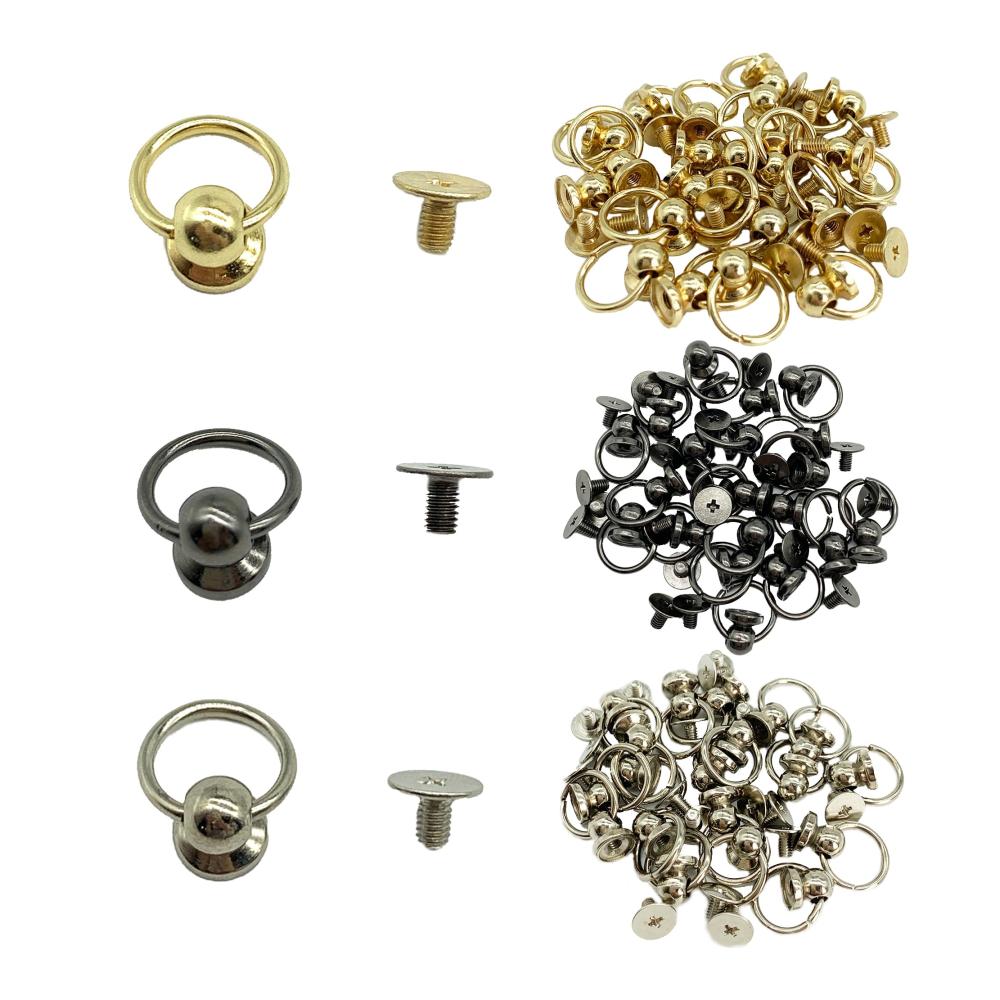 Hochwertiges Zubehör-Set 60 Stück Schraubverschluss Leder Nieten Niet Stud mit Ring für Geldbörse Telefonhülle Handtasche und mehr. Metallknopfnieten für stilvolles Design