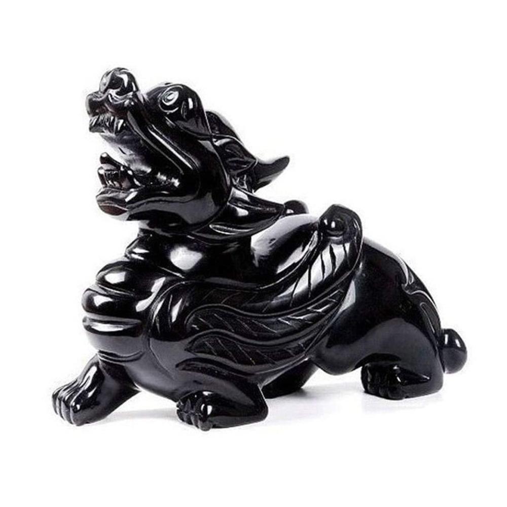 Bringen Sie Glück und Wohlstand in Ihr Zuhause! Paar Chinesische Feng-Shui-Pixiu/Piyao-Statuen aus Natürlichem Obsidian - Perfekte Ornamente für Harmonie und Reichtum im Büro und