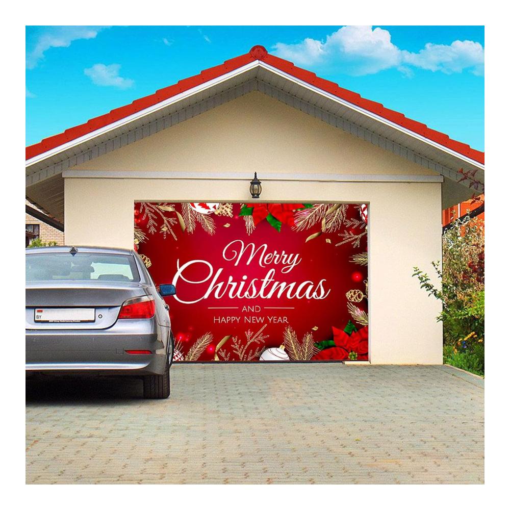 Weihnachten Garagentor Banner Festliche Dekoration mit Kupferösen & Seil für beeindruckende Weihnachtsstimmung - Perfekt für Hintergrundfotoshootings (210x480cm