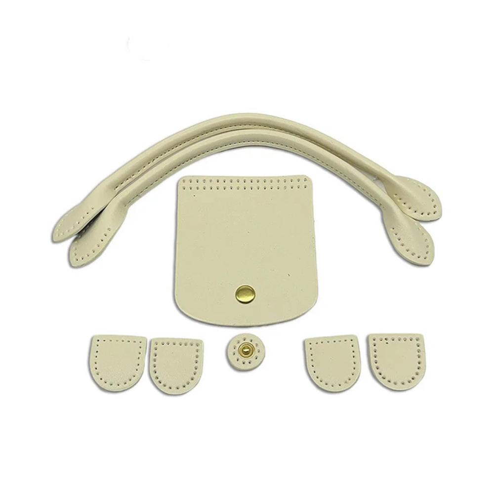 Handgefertigtes Taschenherstellungsset - 8-teiliges Taschenzubehör mit gewebten Mustern weichen PU-Taschengriffen Boden Knopf für Knödel - Ideal für handgemachte Beige Handtaschen. Entdecken Sie die Kunst der individuellen Taschenkreation