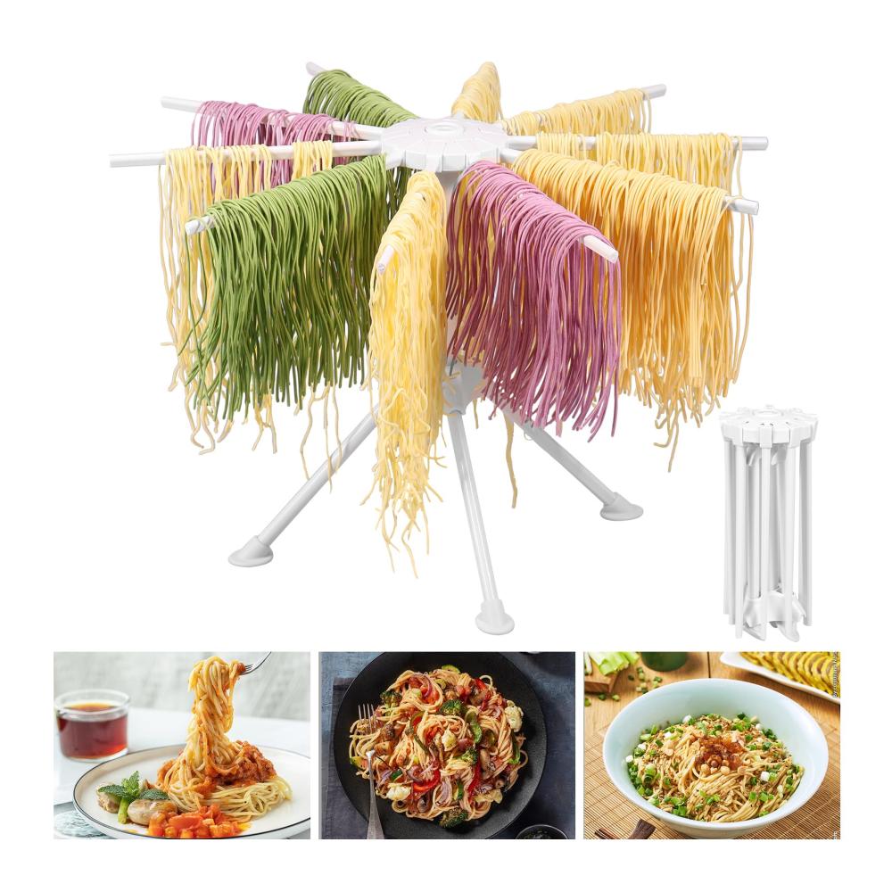 Faltbarer Nudeltrockner Platzsparendes Pasta-Trocknungsregal für 10 Arme | Stabiler Spaghetti-Trockner für hausgemachte Nudeln | Schnelles Trocknen & einfache Aufbewahrung