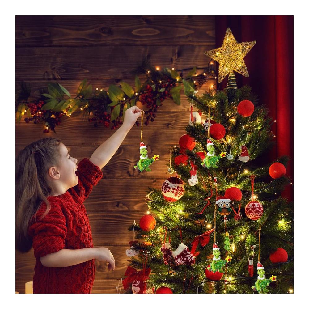 Bringen Sie die Feiertagsstimmung mit Grinch Weihnachtsdekorationen Anhänger - Frohe Weihnachten in Ihr Zuhause! Grüner Kunstharz-Anhänger für Urlaubsatmosphäre & Partys