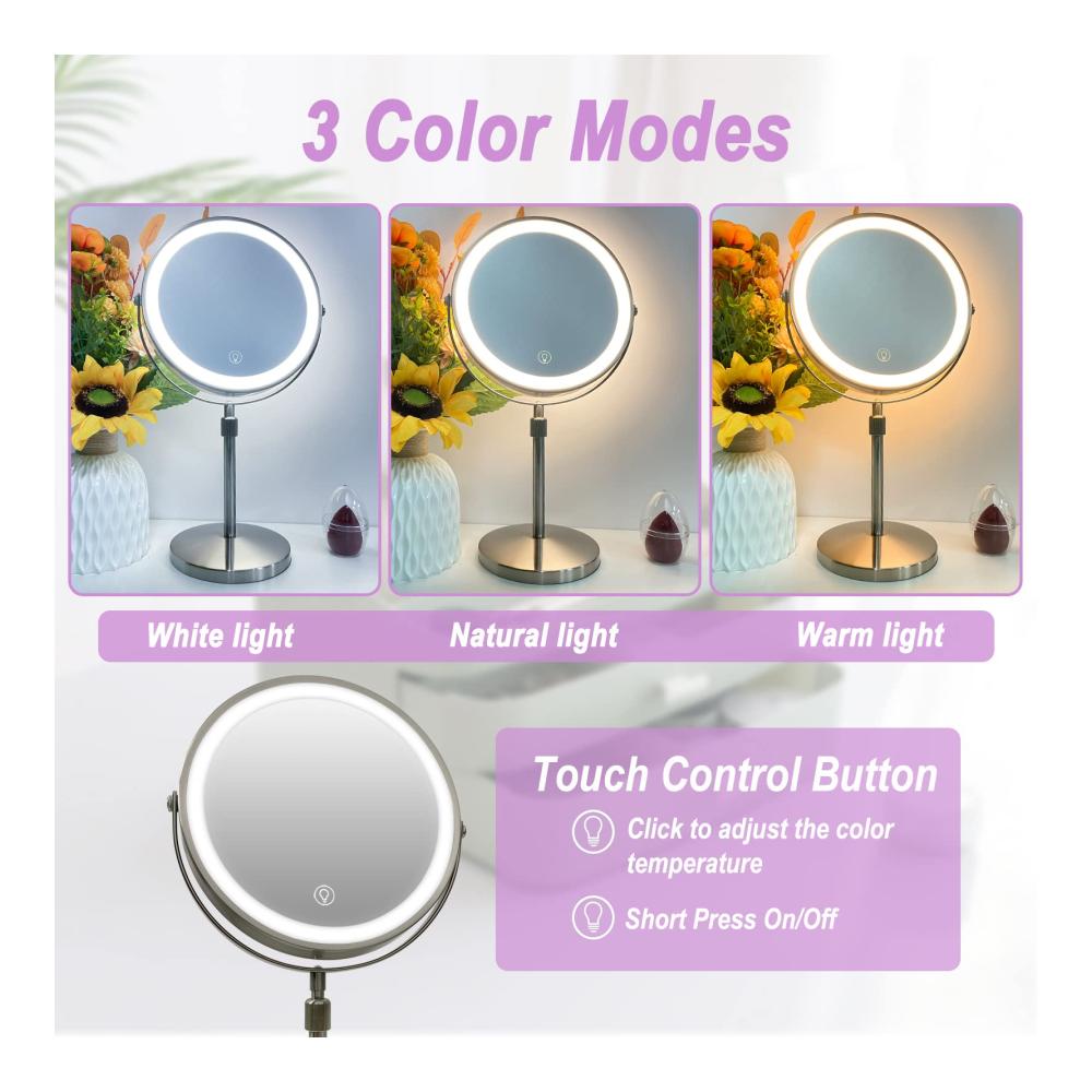 Modernes Design WITFAMILY 8 Tischspiegel mit 10x Vergrößerung und einstellbarer Helligkeit – Perfekt für Makeup und Hautpflege