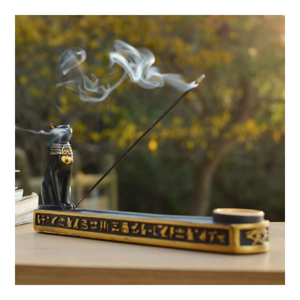 Ägyptische Katze Räucherstäbchenhalter - Handgefertigtes Aromatherapie-Ornament für Innendekoration und Souvenirs - Exquisites Handwerksgeschenk - 94-Zoll-Brenner