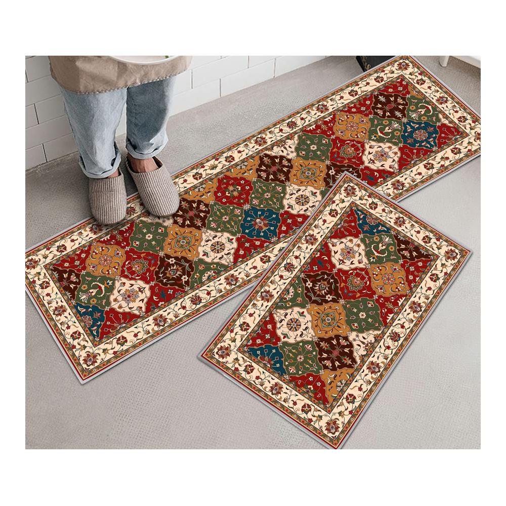 Erwecken Sie Ihre Küche zum Leben mit 2 rutschfesten Kaffee-Muster Küchenläufern – Ideal für Zuhause und Büro – Stil D 40x120cm & 40x60cm – Läufer