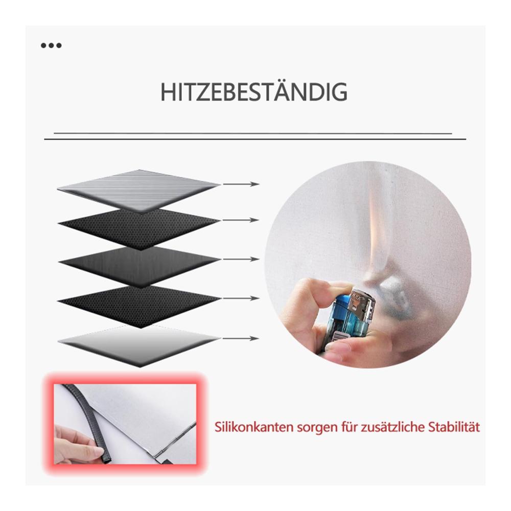 Klappbarer Spritzschutz für Herd und Pfannen | Edelstahl Küchenspritzplatte | Platzsparendes Design | Fettschutz beim Kochen und Braten | 45x50cm Größe | Kochzubehör & Displayschutzfolie inklusive