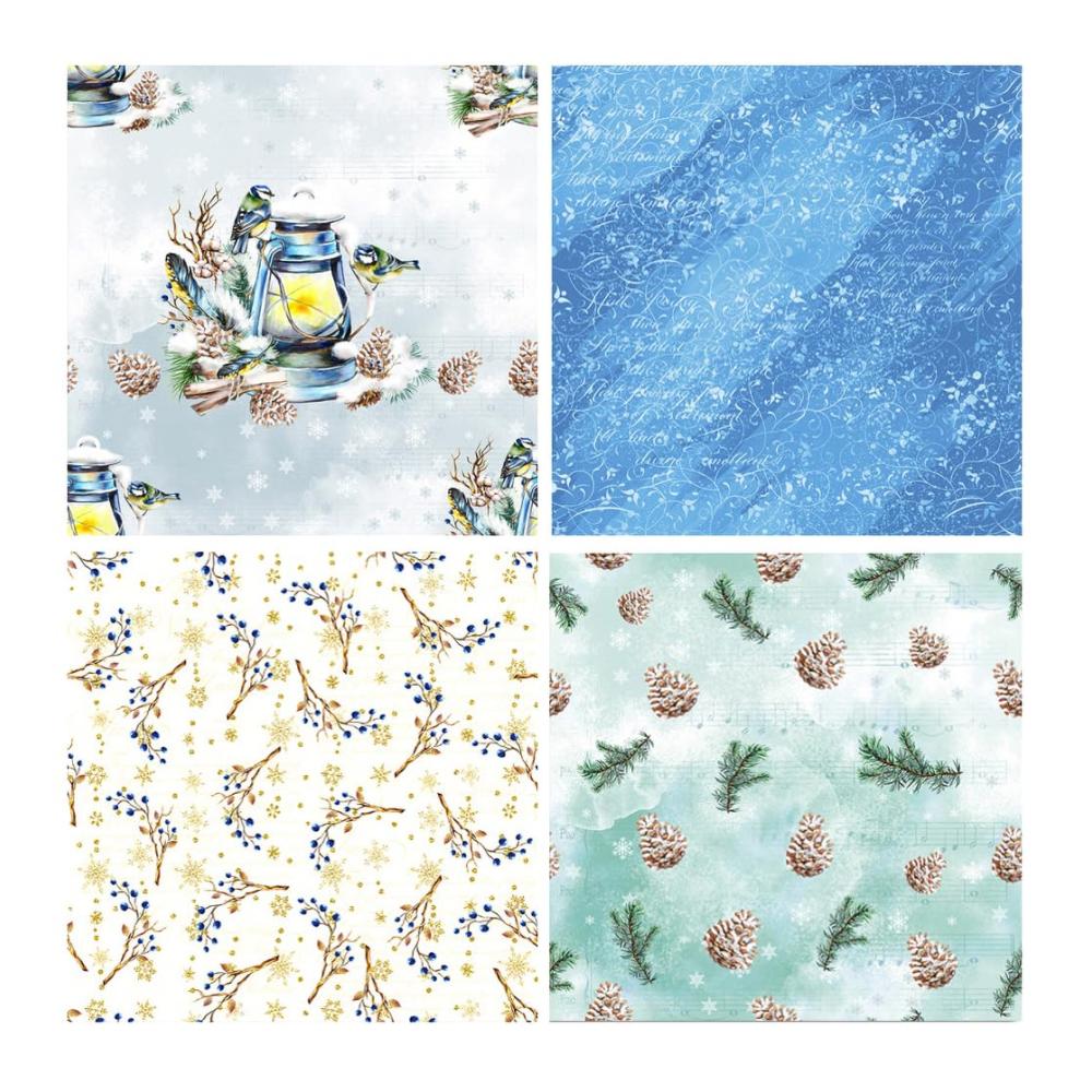 Weihnachtliches Dekorpapier-Set ZAKHSE 48 Blätter Motivpapier 152x152cm - Einseitig bedruckt - Bastelpapier für Scrapbooking Kartenherstellung und mehr - Mit Kiefernzapfen-Mustern und Designpapieren - Ideal für festliche Bastelproj