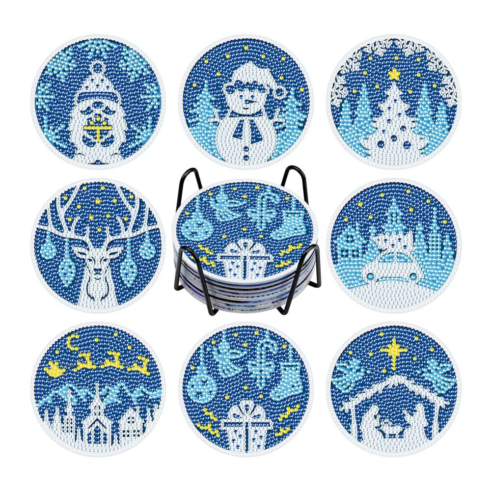 Entdecken Sie den Glanz! NAIMOER 8-teiliges Set Weihnachts-Diamond Painting Untersetzer mit Halter - DIY Winterzauber für Ihre Getränke. Kreative Kaffee- und Getränkeuntersetzer im 5D Diamant-Design für Erwachsene und Kinder. Verleihen Sie Ihren Pausen funkelnden Stil