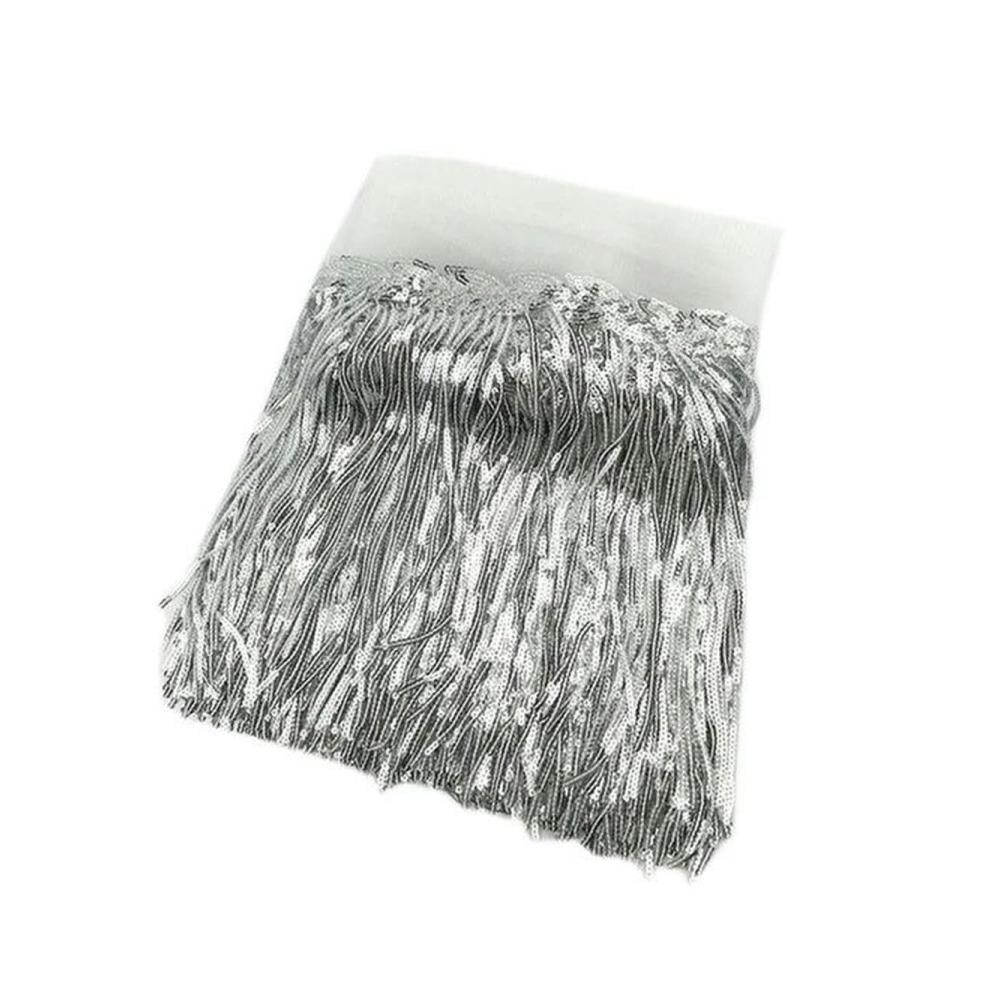 10 Yard Fransen-Borten mit Pailletten Schwarz Silber Dekorationen – Perfekt für DIY Kleidung Vorhänge und mehr! Hochwertige Stickerei Polyester Nähzubehör-Silber enthalten. Entdecken Sie kreative Möglichkeiten