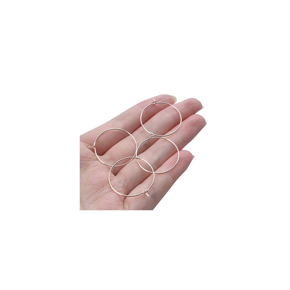 100 Stück Glasmarkierer & Anhänger Set - Weinglas-Ringe & Ohrringe - Kreolen 25mm - Rotgold - Perfekt für stilvolle Tischdekorationen & Partys