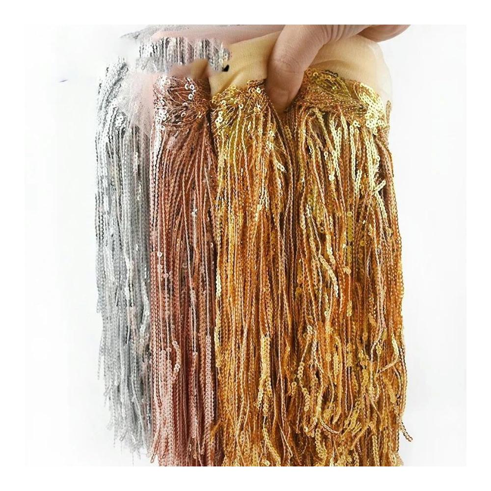 Schillernde Pailletten-Quastenfransen Perfekt für Tanz & Mode | 18cm 4 Yards | Nähzubehör für Vorhänge & Kleidung