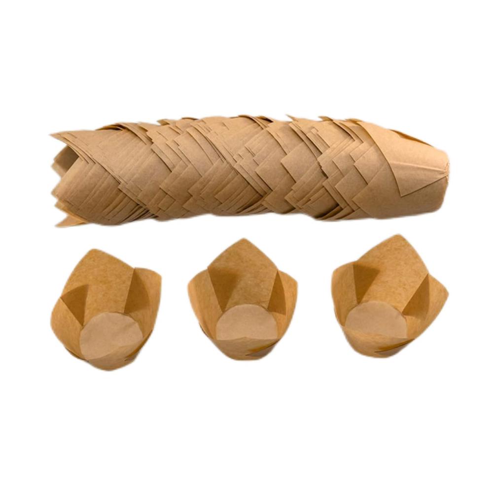 Einweg-Backbecher Zubehör - 150 Stück Tulpen Cupcake Förmchen für Backen & Servieren - Muffin Halter aus Pappe - Backförmchen in Tulpenform - Umweltfreundliche Cupcake Papierförmchen