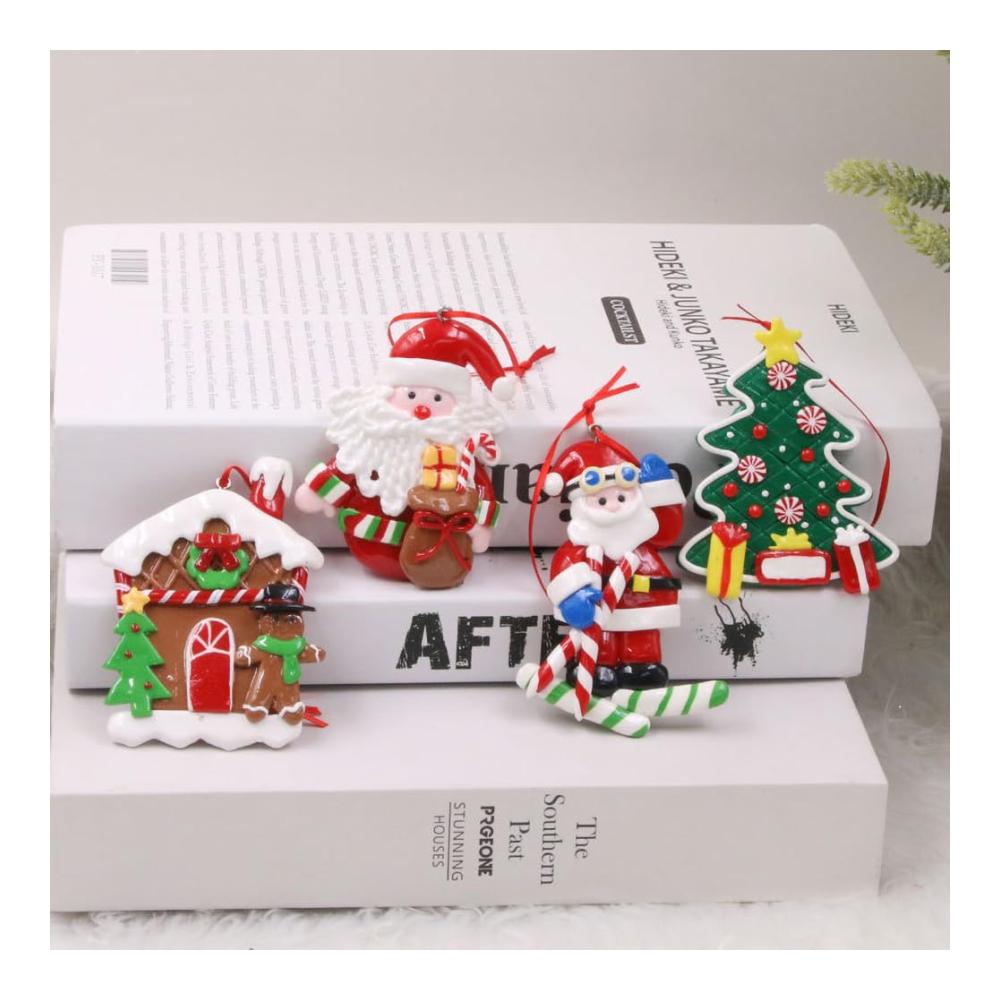 12er Set Weihnachtsbaumanhänger - Lebkuchenmann Schneemann Weihnachtsmann - Anhänger für den festlichen Baum - Dekorative Weihnachtsfiguren und -ornamente