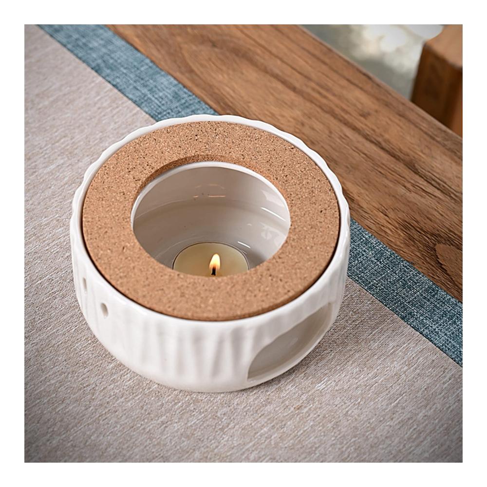 ConBlom Keramik Stövchen für Tee & Kaffee - Kork Teewärmer Basis für Heim & Café - Milchwärmer & Teekanne Wärmer ohne Kerze - Stilvolles Zubehör für Genussmomente