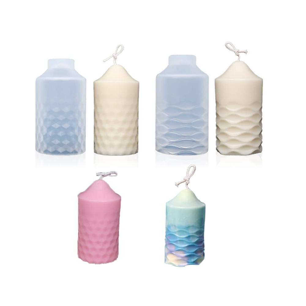 Entdecken Sie Kreativität 2er-Pack Silikon Gießformen für Kerzen - Stumpenkerzen Welligkeit Zylinderform - DIY Hausdekoration für Geburtstage Weihnachten Feste Jubiläen - Aromather