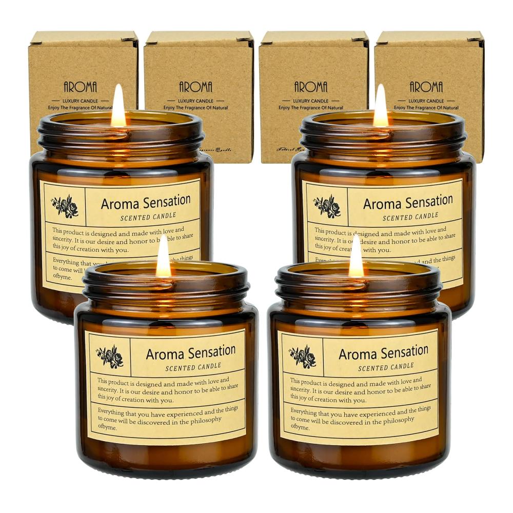 Luxuriöses Kerzenset 4 Stück Geburtstagskerzen für Frauen | 14 Unzen Sojawachs | Perfekte Geschenkidee für Beste Freundin Mama Papa & mehr | Handgefertigte Duftkerzen