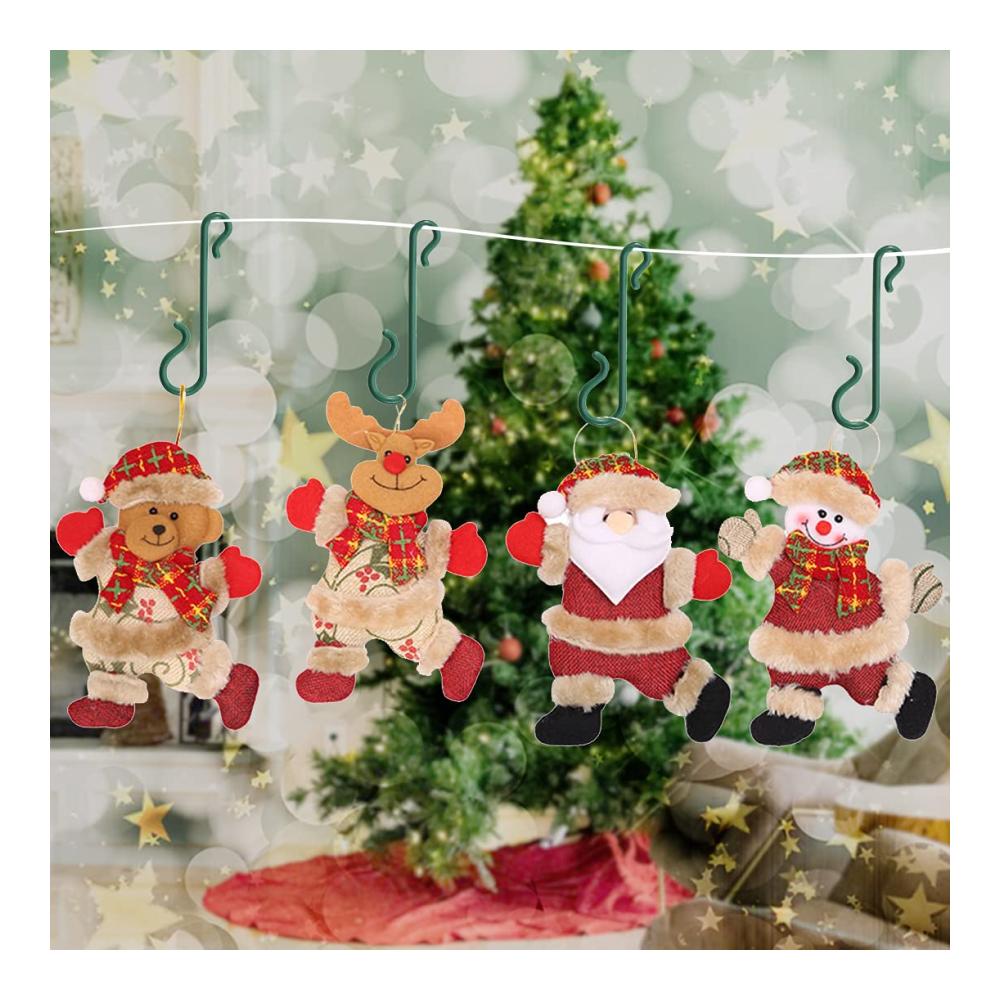 100 Stück Mini-Christbaumkugelhaken-Set - Grüne Kunststoff-Halterung für Weihnachtsbaumschmuck - Praktische Ornamentaufhänger für festliche Dekorationen
