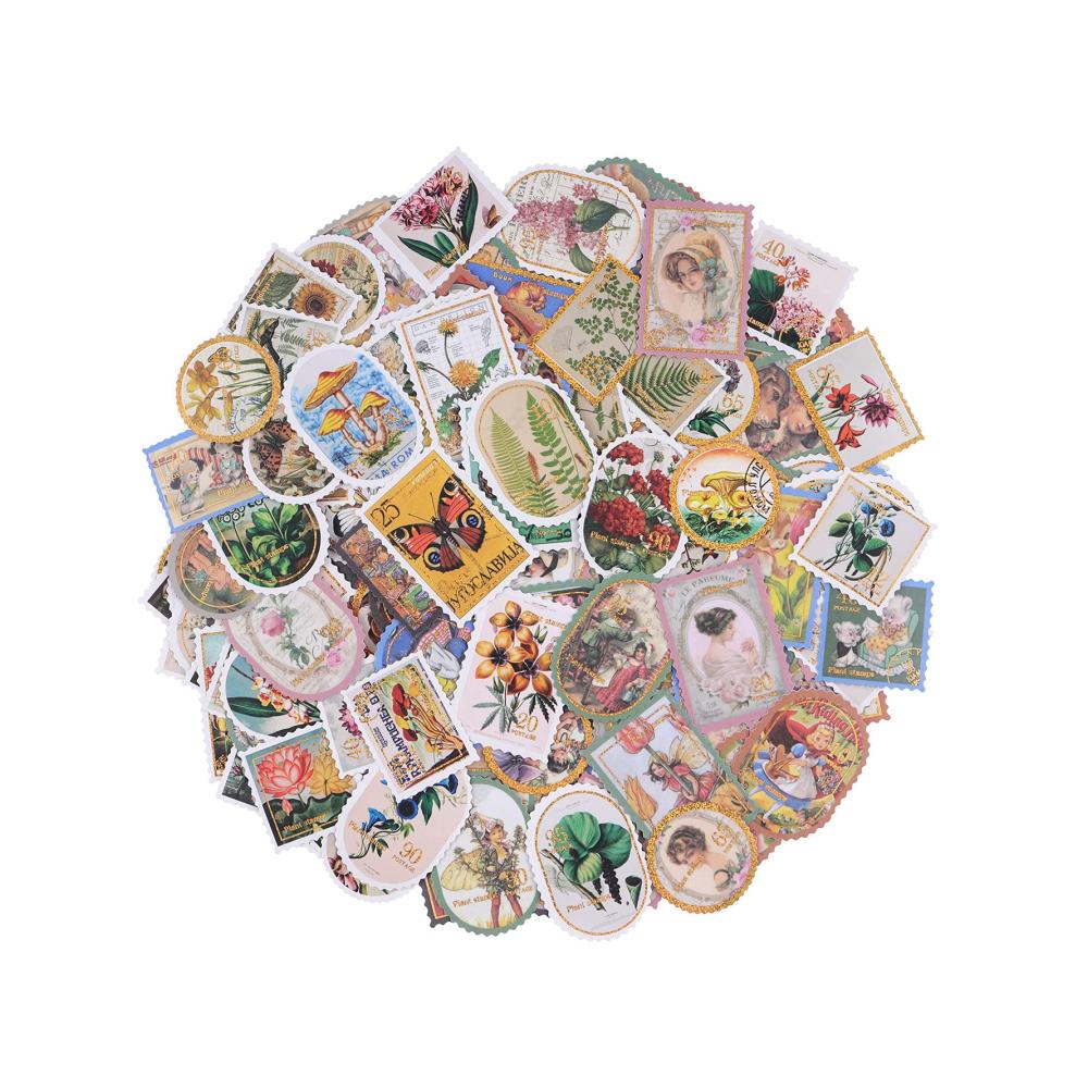 Entzückende Vintage Scrapbooking Aufkleber 240 Stück Stempel Goldfolie Papier Sticker für kreative DIY Projekte - Dekorative Ästhetik Blumen Tiere & mehr - Perfekt für Erwachsene und Kinder