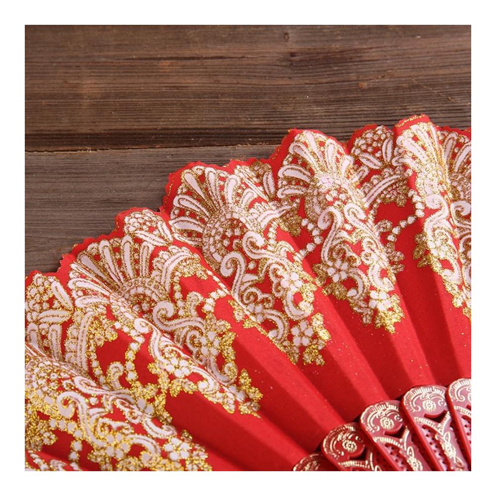 Elegante Zeremonie Handfächer - Vintage Spitze für Hochzeit Tanz & Dekoration - Chinesischer Stil - Faltbar & Stoff - Perfekt für Sommer Halloween & Karneval