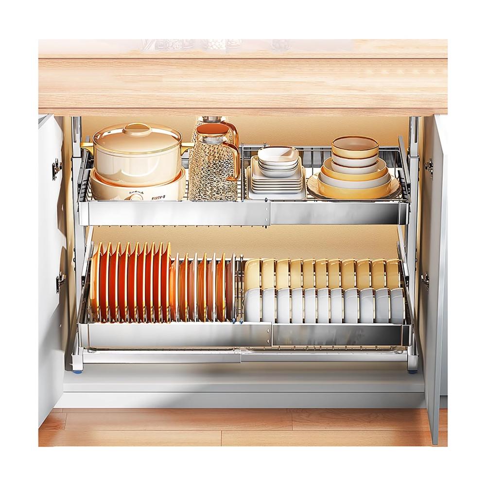 Verstellbare Schrankkörbe Ausziehbares Regal-Organizer-Rack für Küchenschrank Unter-Spüle-Aufbewahrung mit Metallschubladen Optimale Küchen- und Badezimmerorganisation