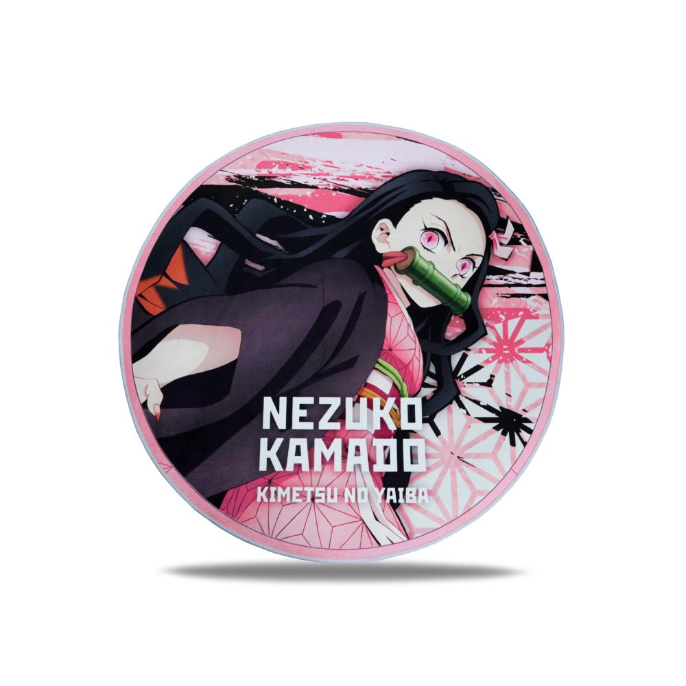 Anime Demon Slayer Teppich - Stilvoller Runder Teppich für Mädchen mit Rosa Akzenten - Weiche Fußmatte für Zuhause - Kamado Nezuko Design - 80x80 cm - Perfekte Ergänzung für jede Te