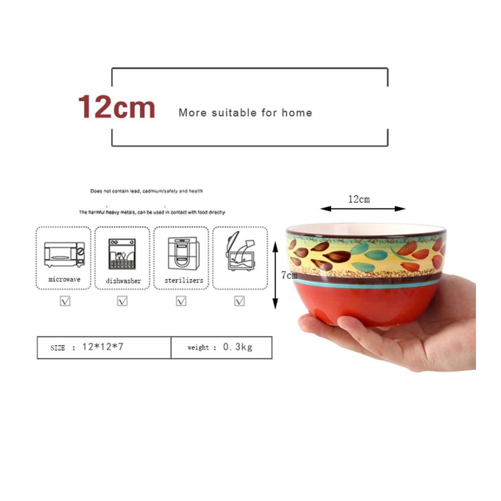 Handbemalte Keramiksalatschüssel 114 cm – Europäische Haushaltsutensilien für kreative Küche – Ideale Reisschüssel Müsli- und Suppenschale (Farbe B