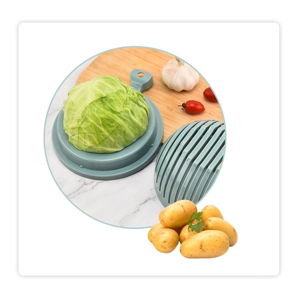 Multifunktionale Salatschleudern-Schüssel Schnell-Salatschneider mit Gemüsezerkleinerer und Würfelschneider – Beige Farbe