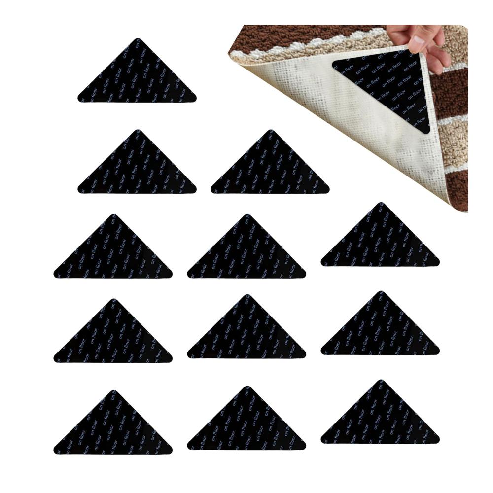 Teppich-Griffband & Antirutsch-Pads 12er Set - Dreieckige Eckengreifer für Hartholzböden - Spurloser Halt und Waschbarkeit inklusive! Rutschfeste Teppich-Anti-Rutsch-Aufkleber für sicheren Halt auf jedem Boden. Entfernbar und doppelseitig haftend - Ultimative Te