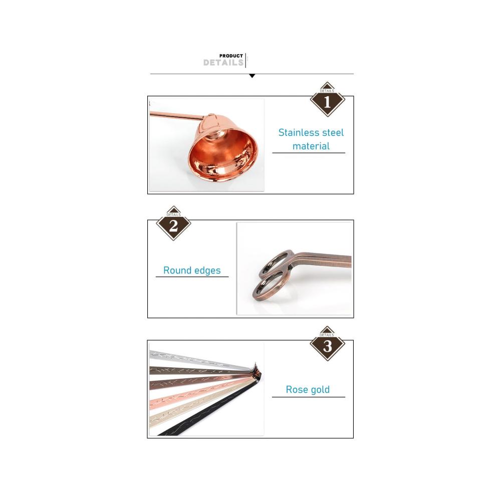 Luxuriöses Kerzenlöscher-Set Edelstahl Dochtlöffel Trimmer & Schere - Perfektes Kerzenzubehör für Liebhaber - Roségold-Kerzenpflegeset inklusive
