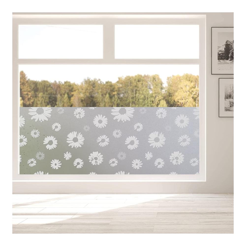 EXQUILEG 3D Sonnenblume Fensterfolie Selbstklebende Milchglasfolie für Sichtschutz & Deko - Ideal für Badezimmer Schlafzimmer & Küche 45x200cm