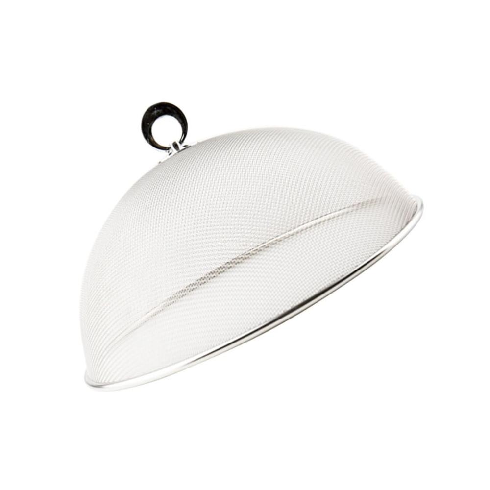 Fliegenschirm Edelstahl Fliegenhaube Mesh Lebensmittel Zelt Abdeckhaube 28CM - Praktische Abdeck- & Fliegenhauben für Picknick BBQ & mehr - Schützen Sie Essen vor lästigen Insekten - Hochwertiges Set inklusive Wintertisch Silber