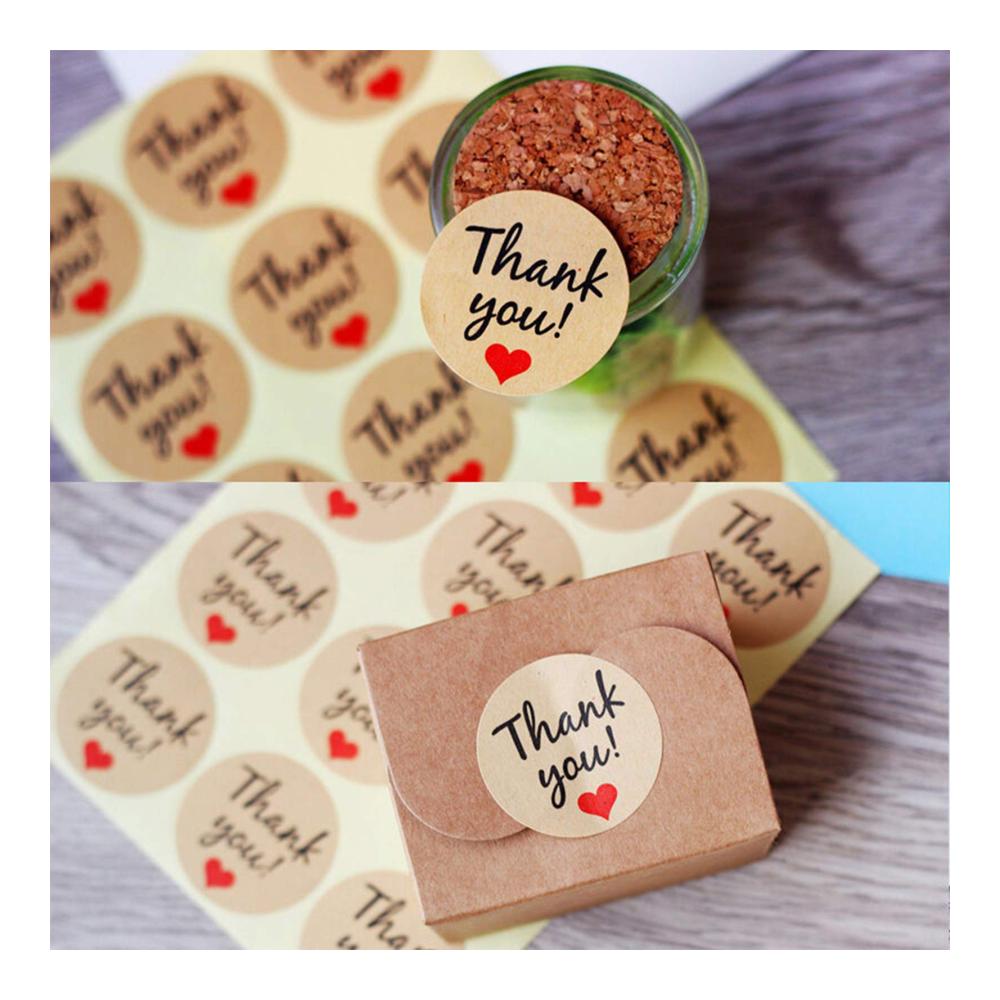 48 Kraftpapier Sticker Thank You für Hochzeit & Party - Deko Aufkleber mit Versiegelung - Rustikale Vintage Design - 48 Stück