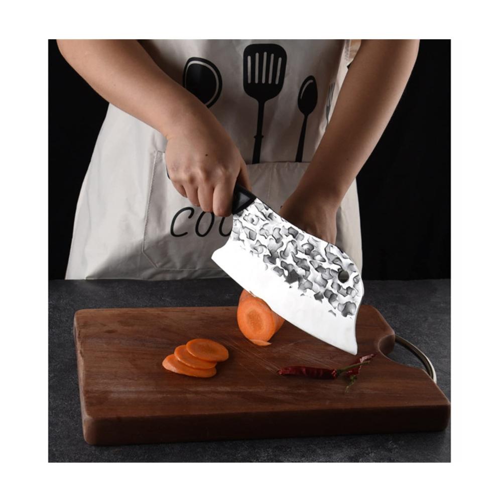 Premium Kochmesser Set aus geschmiedetem Edelstahl | Handgefertigte Traditionelle Messer mit Holzgriffen | Perfekt für Profi- und Hobbyköche | Inklusive Fleischslicer und Metzgermesser | Stilvoll und funktional (Farbe Stil 03