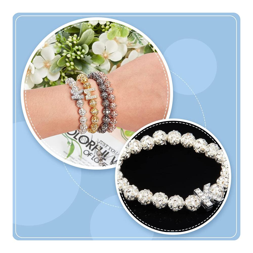 80 Stück Strass-Perlen 10mm | Glitzernde Discokugel-Perlen mit Kristall-Abstandshaltern | Bunte Bastelperlen für Schmuck und DIY-Projekte | Schmuckperlen & Zubehör