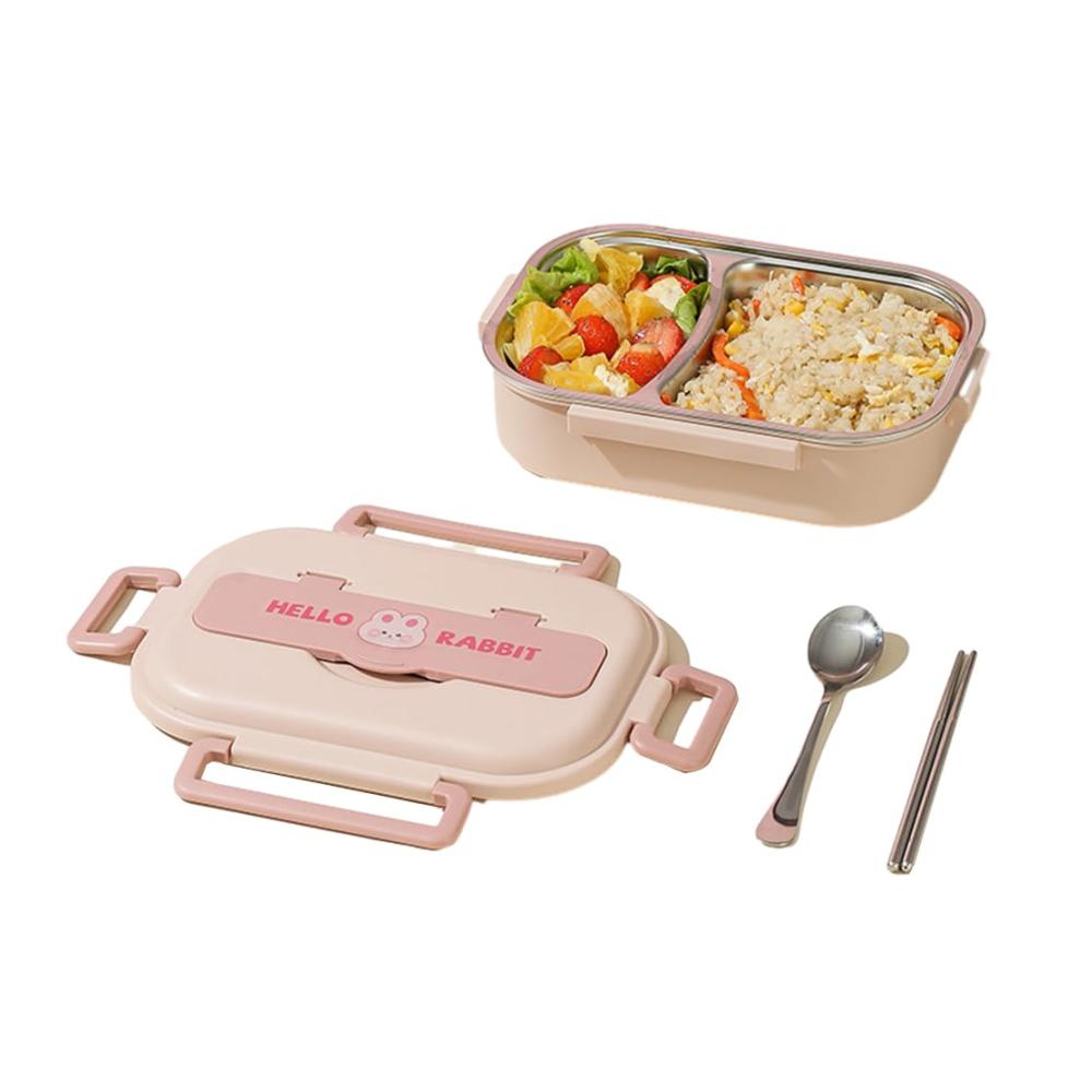 Premium Edelstahl Lunchbox mit auslaufsicherem Verschluss und Besteck | Thermo-Bento für Mikrowelle | Leicht zu reinigen | 2/4/5 Gitter für Schule und Arbeit