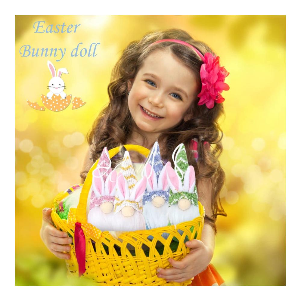 4er-Set Osterwichtel Frühlingsdeko Bunte Osterhase Gnom Figuren - Perfekte Geschenkidee für Familie & Kinder Plüsch Wichtel für Osterdek