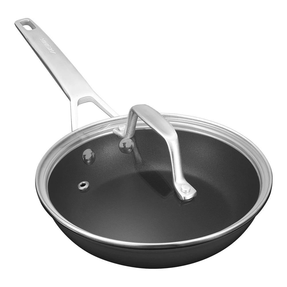 18 cm kleine Omelett-Bratpfanne mit Deckel | Antihaftbeschichtet & Ofenfest bis 371°C | Induktionspfanne für Alle Herdarten | Spülmaschinenfest & PFOA-/PTFE-frei | Perfekt für Eier