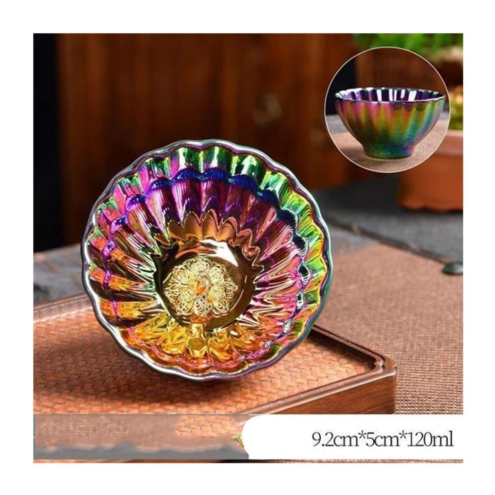 Entdecken Sie den Genuss des Teetrinkens mit unseren exquisiten Teetassen - 120 ml bunte Glasur handgemachte chinesische Teaism Kungfu Teetasse perfektes Geschenk für Teeliebhaber (Pfau