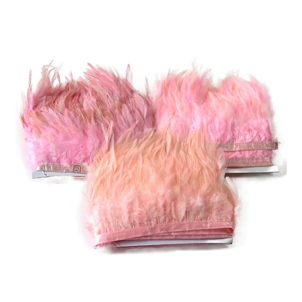 Bunte Fransen-Borten 2/5/10 Yard Hahnenfederbesätze 12–18 cm Nähzubehör für kunstvolle Handwerksprojekte – Perfekt für Dekorationen in Grau 2 Yard Länge