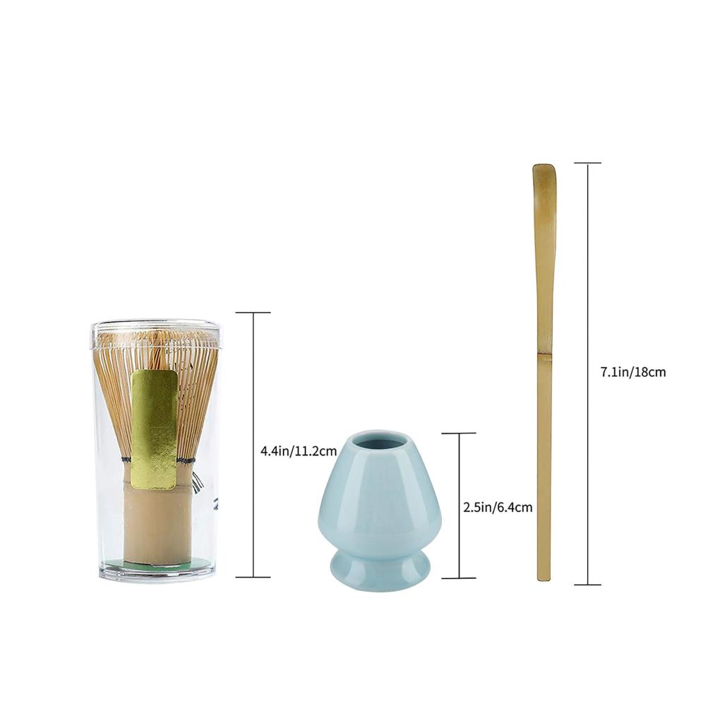 Japanisches Matcha Tee Set von 3 Authentisches Zubehör für die Teezeremonie mit Matchabesen Schneebesen & Teeschaufel. Perfekt für Genießer