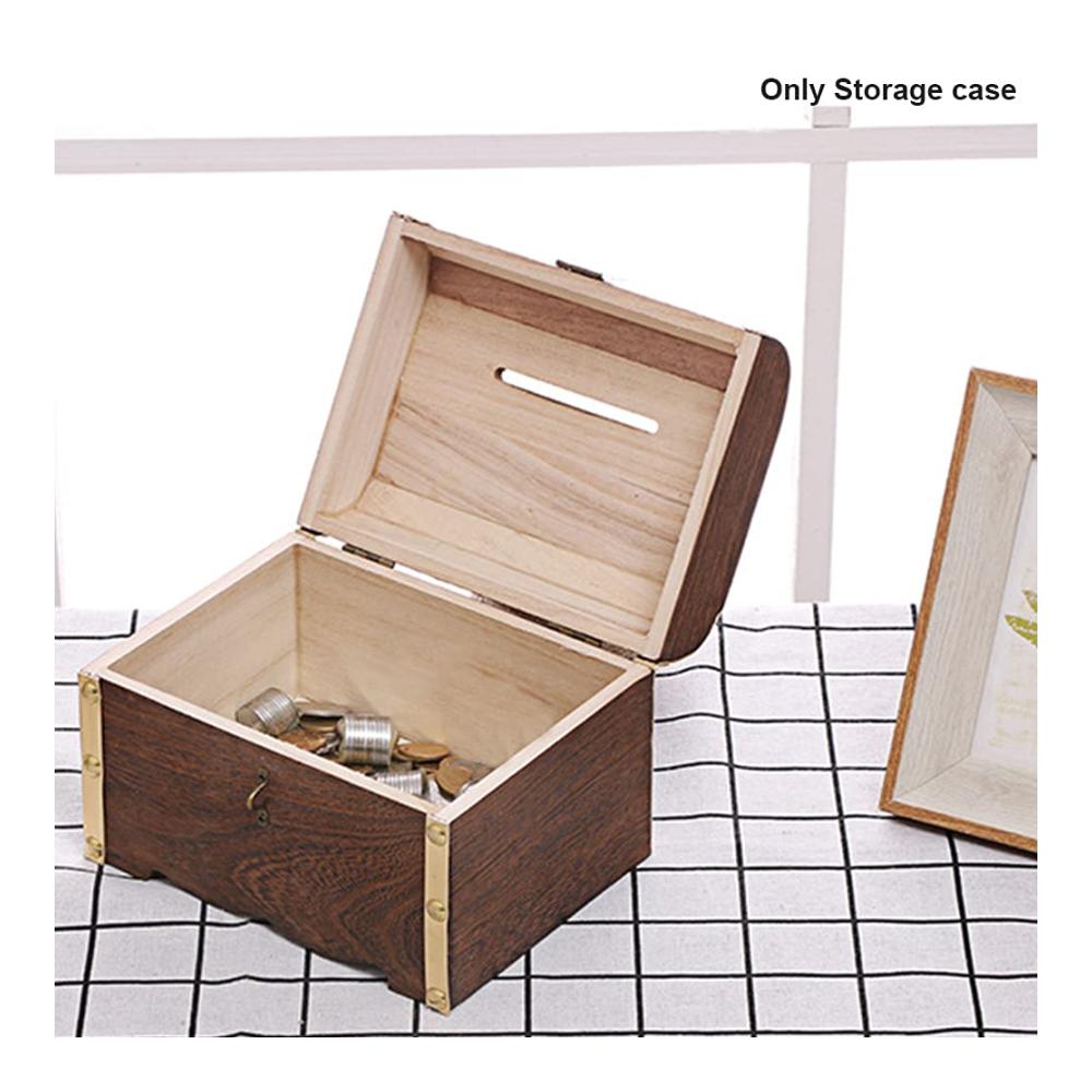 Holztruhe Sparschwein mit Schloss – Vintage Sparbüchse als Schatztruhe für Kinder – Piratenkiste Geschenkbox – Aufbewahrungsbox aus Holz