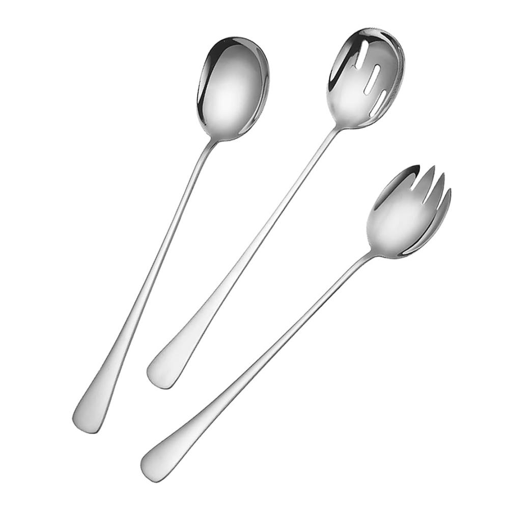 Salatbesteck Set aus hochwertigem Edelstahl – Perfekt für Restaurants Hotels & Partys – Robuste Salatlöffel und Gabeln – 3-teiliges Salat Servierset für stilvolles Servieren