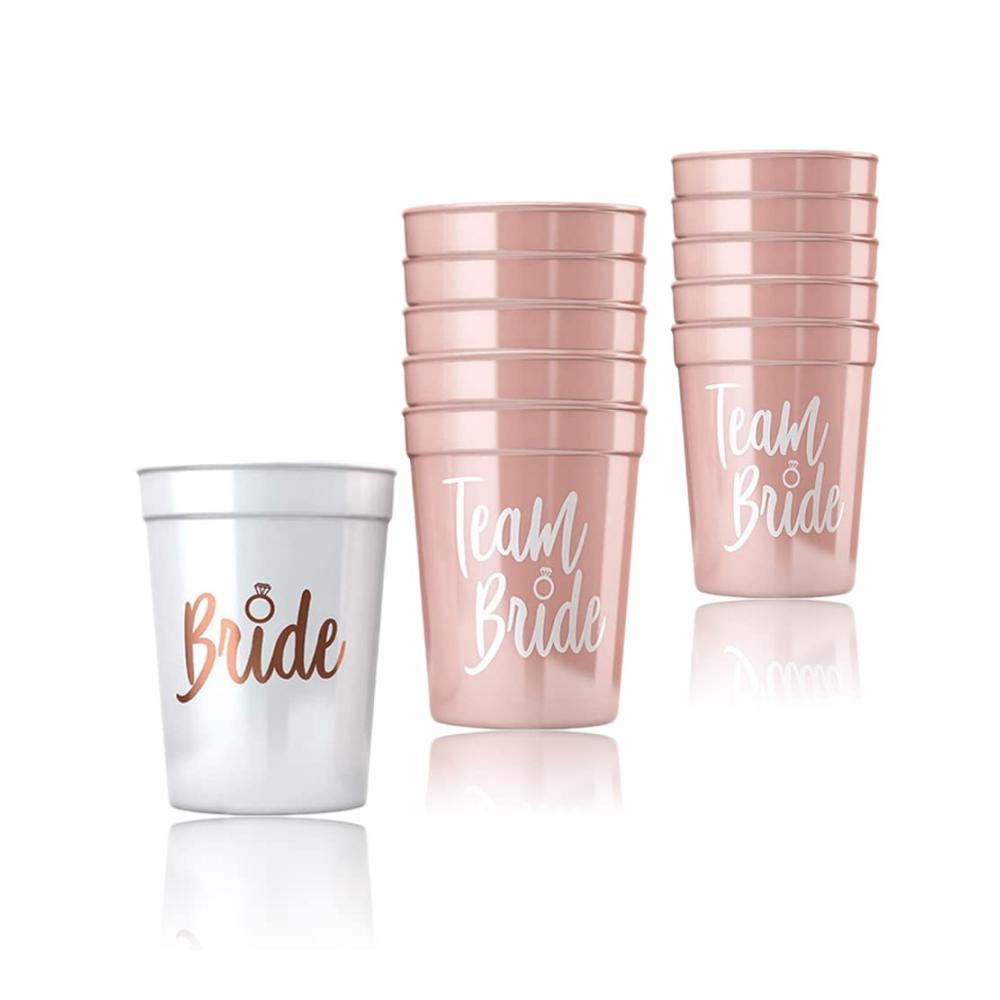 Rosa und Weiß Bride Tribe Cups Set – 11 Stück für Junggesellenabschied & Brautpartys – Hochwertige Trinkbecher für die perfekte Feier mit Brautjungfern. Ideal für stilvolle Tassen-Sammlungen