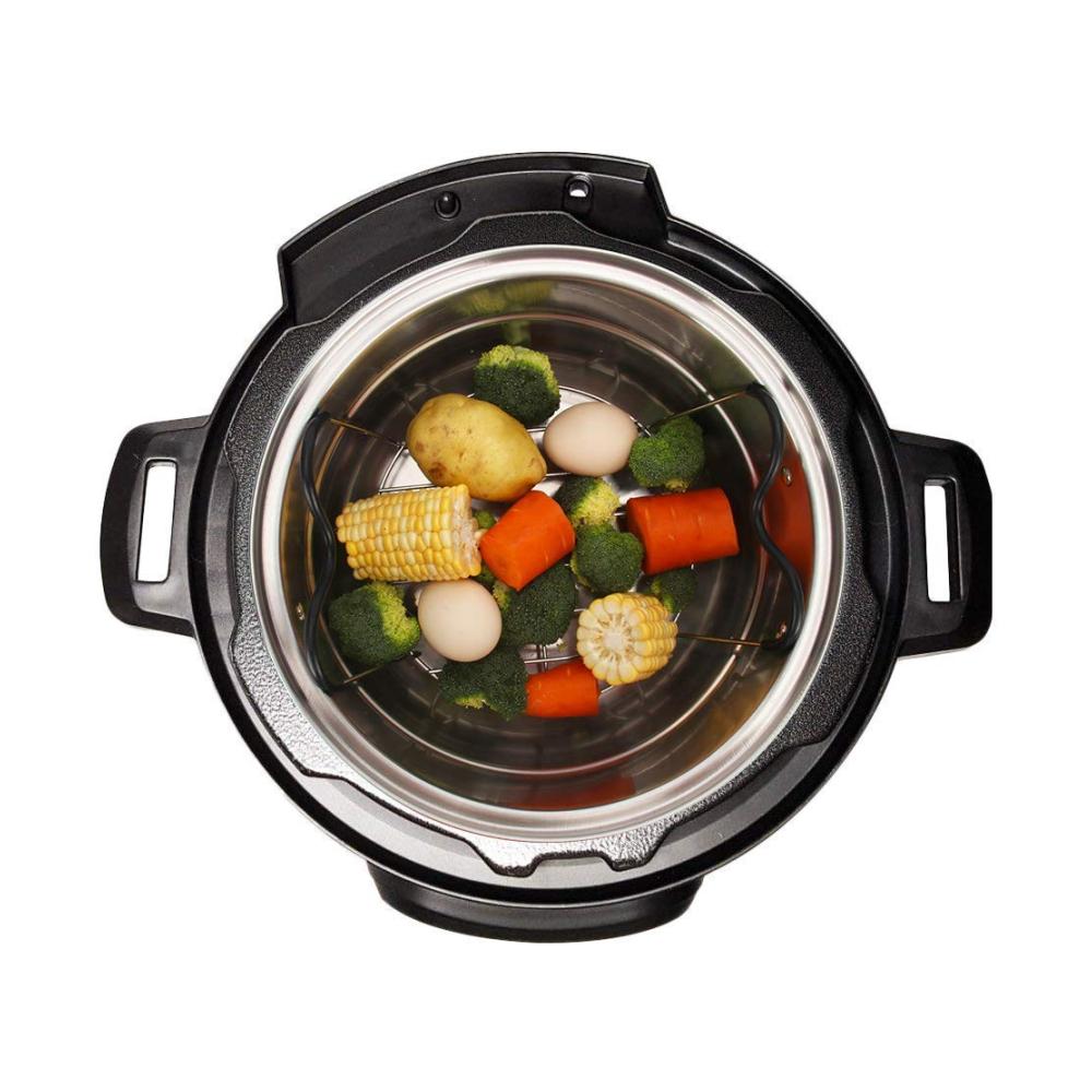 Schnellkochtopf-Zubehörset 3-teilig für 6L Instant Pot Silikon-Eierbissformen Dampfgarer-Einsatz & hitzebeständige Griffe - Inkl. 2 Bonus-Löffel Lila