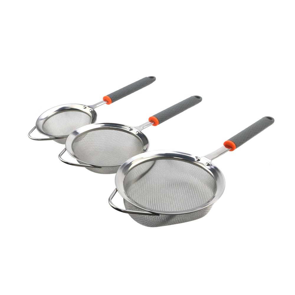 Premium Sieb-Set Edelstahl Küchensiebe – 10cm 12cm & 15cm – Stabile Feinmaschen-Siebe für Tee Kaffee & Lebensmittel - 3 extrafeine Netzsiebe inklusive