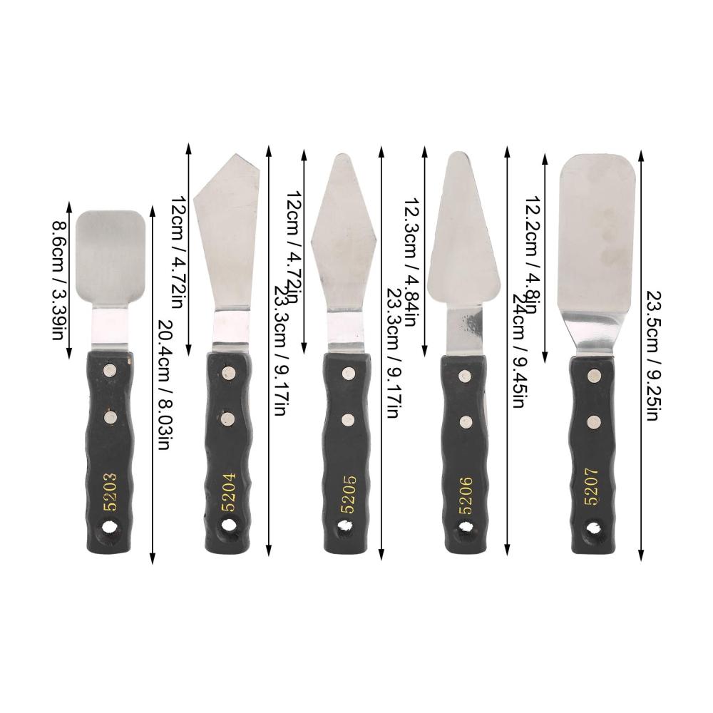 Profi Malmesser Set - 5-teiliges Edelstahl Palettenmesser-Set mit Holzgriffen für Ölgemälde Acryl- & Leinwandmalerei - Leicht zu reinigen & vielseitig verwendbar
