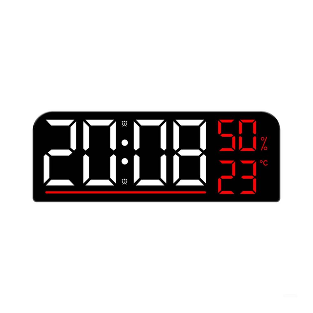 Moderne Wanduhr mit großem LED-Display | Digitale Uhr mit Wecker Temperatur & Luftfeuchtigkeit | Ideal für Zuhause Schlafzimmer Küche Fitnessstudio & Büro | Stil